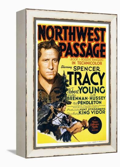 NORTHWEST PASSAGE, left: Spencer Tracy on midget window card, 1940-null-Framed Stretched Canvas