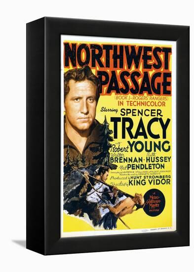 NORTHWEST PASSAGE, left: Spencer Tracy on midget window card, 1940-null-Framed Stretched Canvas