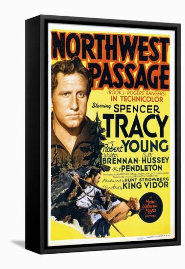 NORTHWEST PASSAGE, left: Spencer Tracy on midget window card, 1940-null-Framed Stretched Canvas