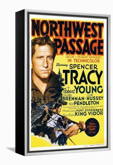 NORTHWEST PASSAGE, left: Spencer Tracy on midget window card, 1940-null-Framed Stretched Canvas