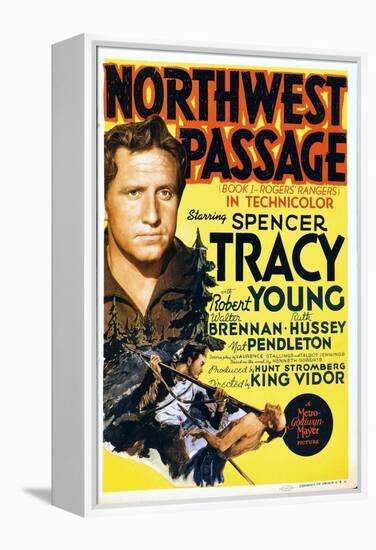 NORTHWEST PASSAGE, left: Spencer Tracy on midget window card, 1940-null-Framed Stretched Canvas