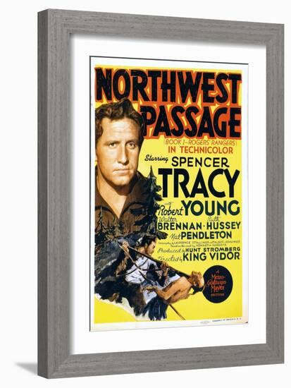 NORTHWEST PASSAGE, left: Spencer Tracy on midget window card, 1940-null-Framed Art Print