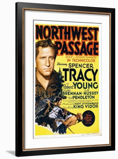 NORTHWEST PASSAGE, left: Spencer Tracy on midget window card, 1940-null-Framed Art Print