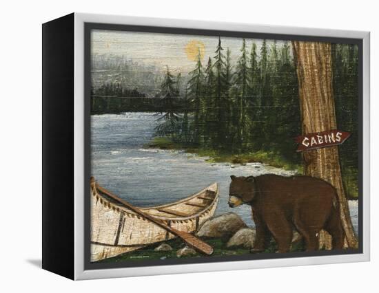 Northwoods Bear Crop-David Cater Brown-Framed Stretched Canvas