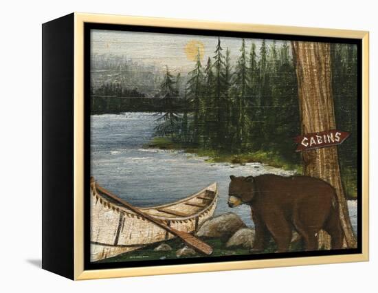 Northwoods Bear Crop-David Cater Brown-Framed Stretched Canvas