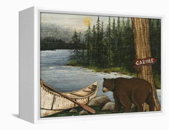 Northwoods Bear Crop-David Cater Brown-Framed Stretched Canvas