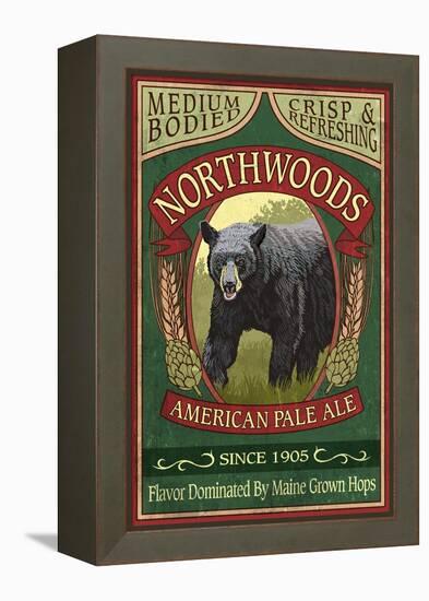 Northwoods, Maine Black Bear Ale-Lantern Press-Framed Stretched Canvas