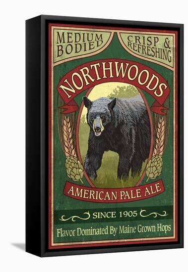 Northwoods, Maine Black Bear Ale-Lantern Press-Framed Stretched Canvas