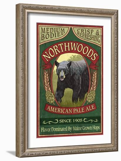 Northwoods, Maine Black Bear Ale-Lantern Press-Framed Art Print