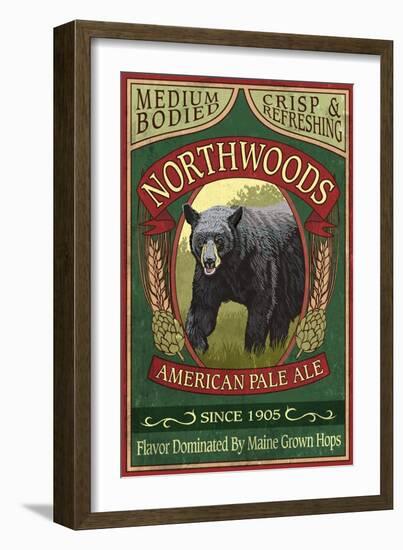 Northwoods, Maine Black Bear Ale-Lantern Press-Framed Art Print