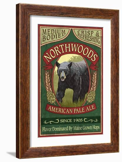 Northwoods, Maine Black Bear Ale-Lantern Press-Framed Art Print