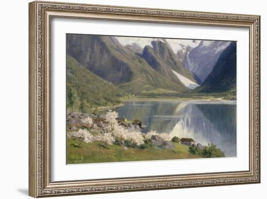 Norvège, bord d'un fjord au printemps .1896-Johannes Martin Grimelund-Framed Giclee Print