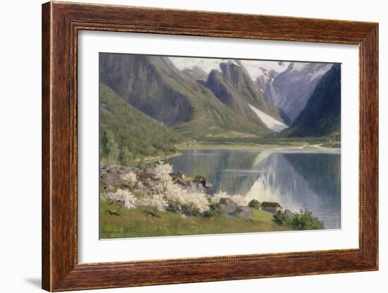 Norvège, bord d'un fjord au printemps .1896-Johannes Martin Grimelund-Framed Giclee Print