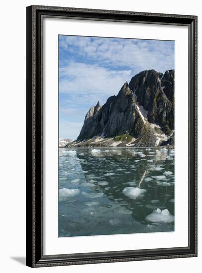 Norway, Barents Sea, Svalbard, Spitsbergen. Hamiltonbukukta, Raudfjord. Floating Ice in Calm Bay-Cindy Miller Hopkins-Framed Photographic Print