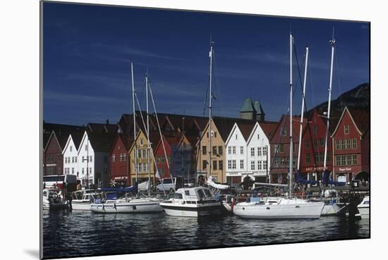 Norway, Bergen, Bryggen, Old Wharf, Tyskebryggen, German Wharf, Hanseatic Commercial Buildings-null-Mounted Giclee Print