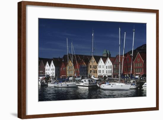 Norway, Bergen, Bryggen, Old Wharf, Tyskebryggen, German Wharf, Hanseatic Commercial Buildings-null-Framed Giclee Print