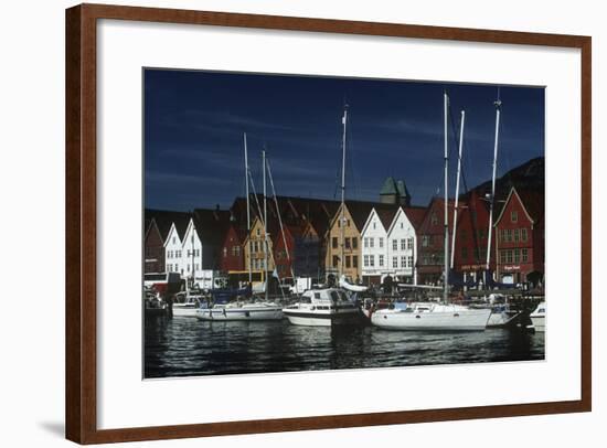 Norway, Bergen, Bryggen, Old Wharf, Tyskebryggen, German Wharf, Hanseatic Commercial Buildings-null-Framed Giclee Print