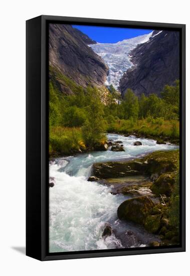 Norway. Briksdal Glacier and River-Kymri Wilt-Framed Premier Image Canvas