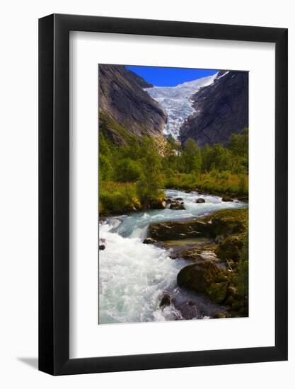 Norway. Briksdal Glacier and River-Kymri Wilt-Framed Photographic Print