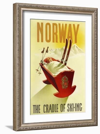 Norway Cradle Skiing-null-Framed Giclee Print