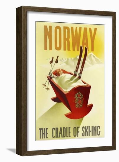 Norway Cradle Skiing-null-Framed Giclee Print