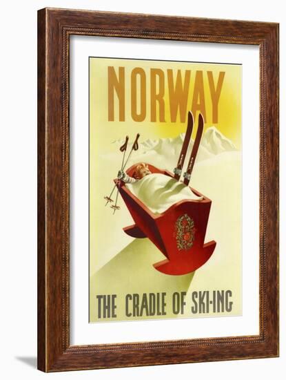 Norway Cradle Skiing-null-Framed Giclee Print