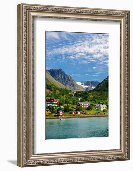 Norway, Finnmark, Bergsfjord. The small community of Bergsfjord on the Norwegian coast.-Fredrik Norrsell-Framed Photographic Print