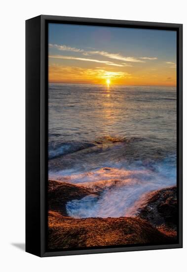 Norway, Finnmark, Loppa. Waves breaking on coastal cliffs.-Fredrik Norrsell-Framed Premier Image Canvas