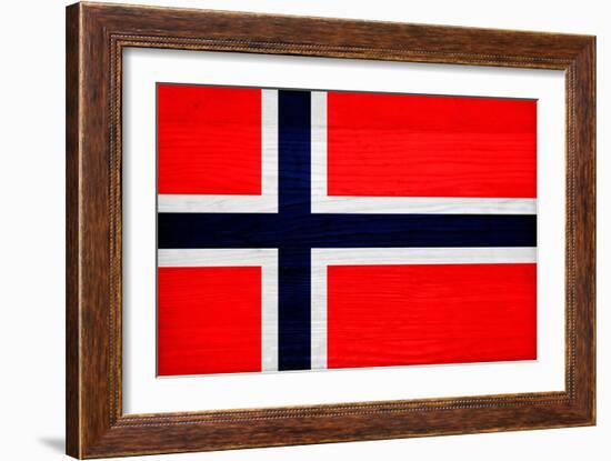 Norway Flag Design with Wood Patterning - Flags of the World Series-Philippe Hugonnard-Framed Art Print