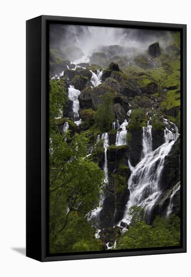 Norway, Flam. Lush Waterfall in Flam, Norway-Kymri Wilt-Framed Premier Image Canvas