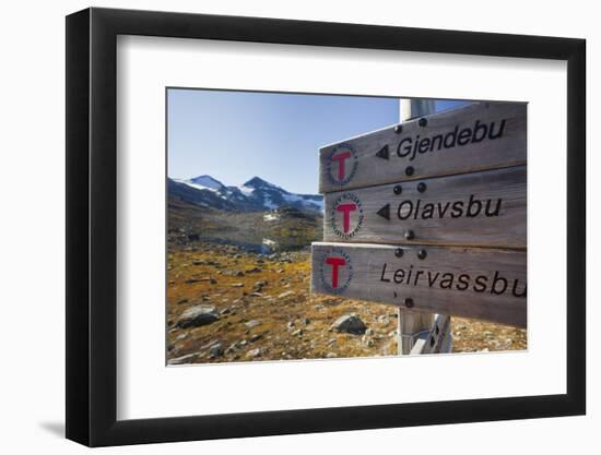 Norway, Jotunheimen National Park, Gravdalen, Signpost-Rainer Mirau-Framed Photographic Print