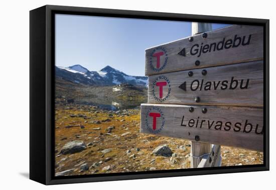 Norway, Jotunheimen National Park, Gravdalen, Signpost-Rainer Mirau-Framed Premier Image Canvas