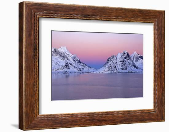 Norway, Lofoten, Moskenesoya, Kirkefjord, Pure Mountains-Bernd Rommelt-Framed Photographic Print