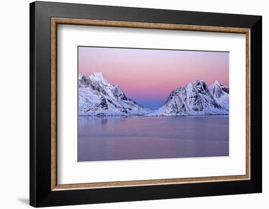 Norway, Lofoten, Moskenesoya, Kirkefjord, Pure Mountains-Bernd Rommelt-Framed Photographic Print