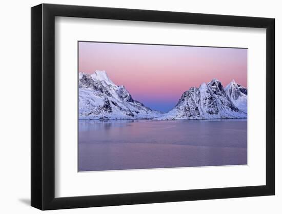 Norway, Lofoten, Moskenesoya, Kirkefjord, Pure Mountains-Bernd Rommelt-Framed Photographic Print