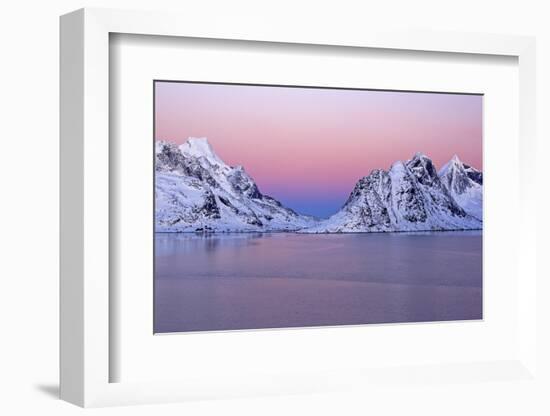 Norway, Lofoten, Moskenesoya, Kirkefjord, Pure Mountains-Bernd Rommelt-Framed Photographic Print