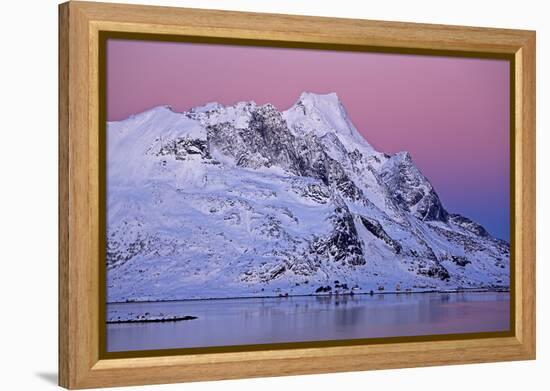 Norway, Lofoten, Moskenesoya, Kirkefjord, Pure Mountains-Bernd Rommelt-Framed Premier Image Canvas