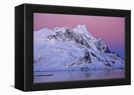 Norway, Lofoten, Moskenesoya, Kirkefjord, Pure Mountains-Bernd Rommelt-Framed Premier Image Canvas