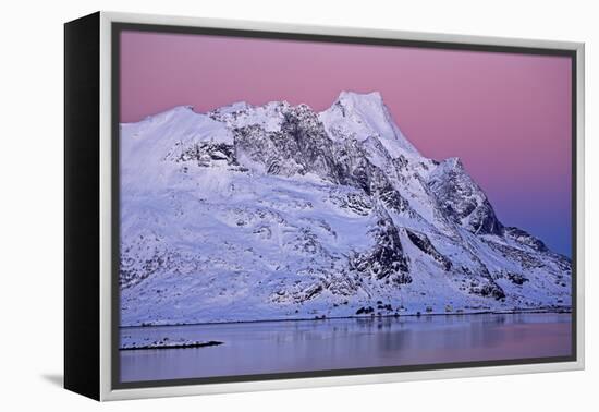 Norway, Lofoten, Moskenesoya, Kirkefjord, Pure Mountains-Bernd Rommelt-Framed Premier Image Canvas