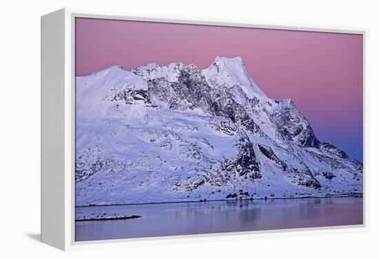 Norway, Lofoten, Moskenesoya, Kirkefjord, Pure Mountains-Bernd Rommelt-Framed Premier Image Canvas