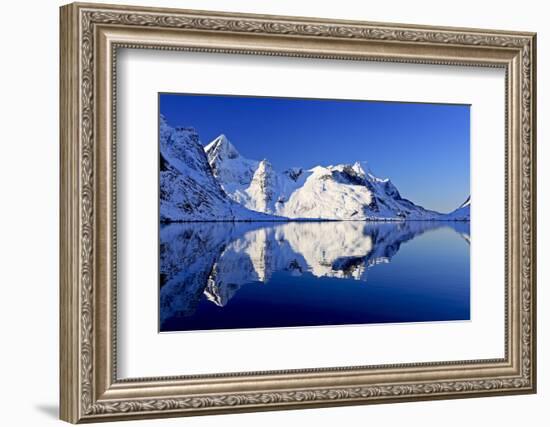 Norway, Lofoten, Moskenesoya, Kirkefjord, Pure Mountains-Bernd Rommelt-Framed Photographic Print