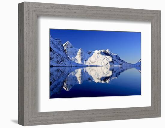 Norway, Lofoten, Moskenesoya, Kirkefjord, Pure Mountains-Bernd Rommelt-Framed Photographic Print