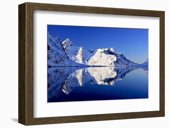 Norway, Lofoten, Moskenesoya, Kirkefjord, Pure Mountains-Bernd Rommelt-Framed Photographic Print