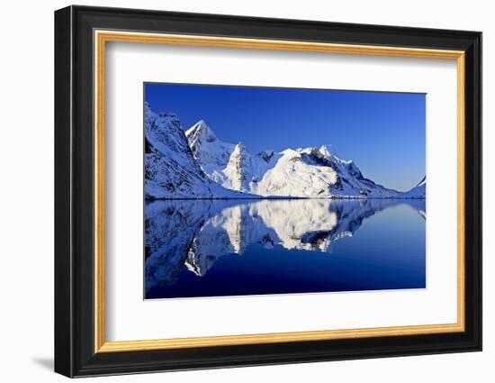 Norway, Lofoten, Moskenesoya, Kirkefjord, Pure Mountains-Bernd Rommelt-Framed Photographic Print