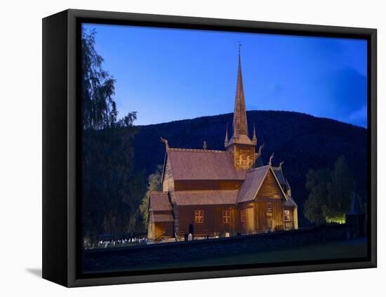 Norway, Lom, Stave Church, Lighting-K. Schlierbach-Framed Premier Image Canvas
