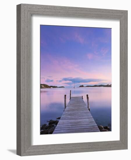 Norway, Oslo, Oslo Fjord, Jetty over Lake at Dusk-Shaun Egan-Framed Photographic Print