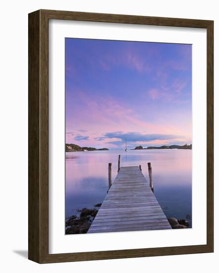 Norway, Oslo, Oslo Fjord, Jetty over Lake at Dusk-Shaun Egan-Framed Photographic Print