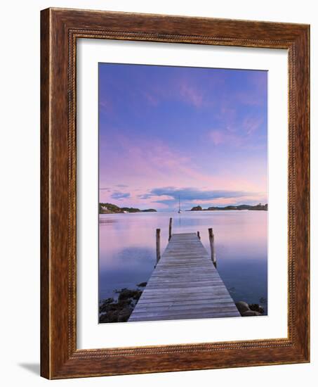 Norway, Oslo, Oslo Fjord, Jetty over Lake at Dusk-Shaun Egan-Framed Photographic Print