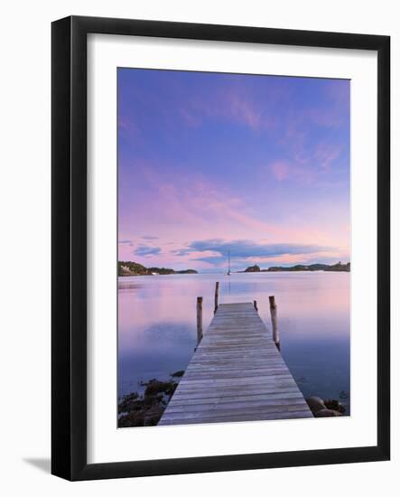 Norway, Oslo, Oslo Fjord, Jetty over Lake at Dusk-Shaun Egan-Framed Photographic Print