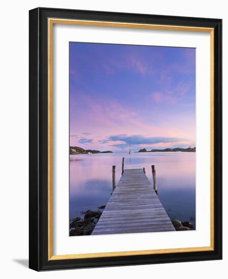 Norway, Oslo, Oslo Fjord, Jetty over Lake at Dusk-Shaun Egan-Framed Photographic Print